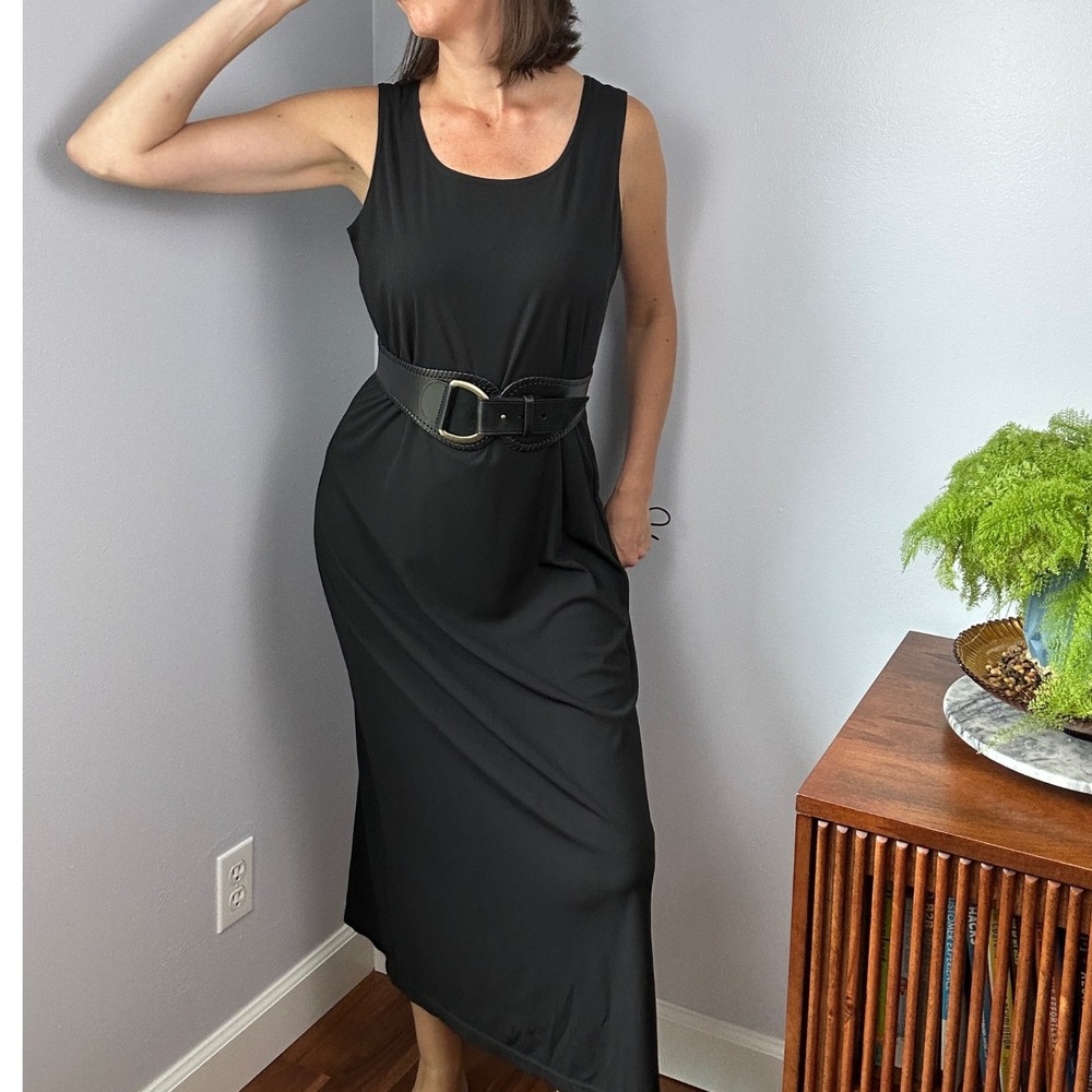 K Studio NWT Vintage Black Sleeveless Midi Dress Women's USA Made Size M/L